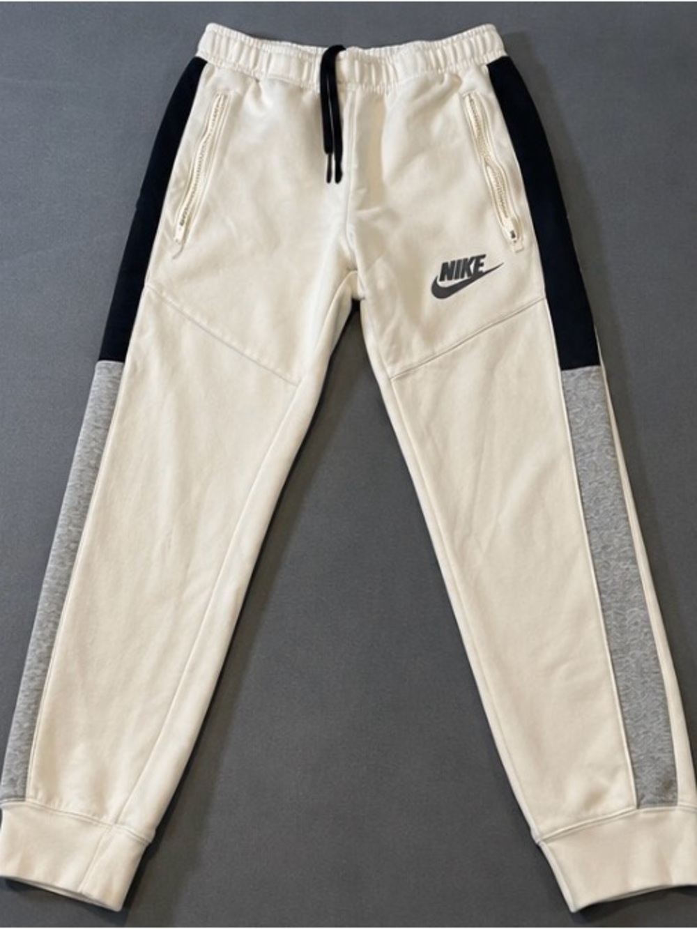 Nike Kids Cream, Black & Gray Colorblock Joggers